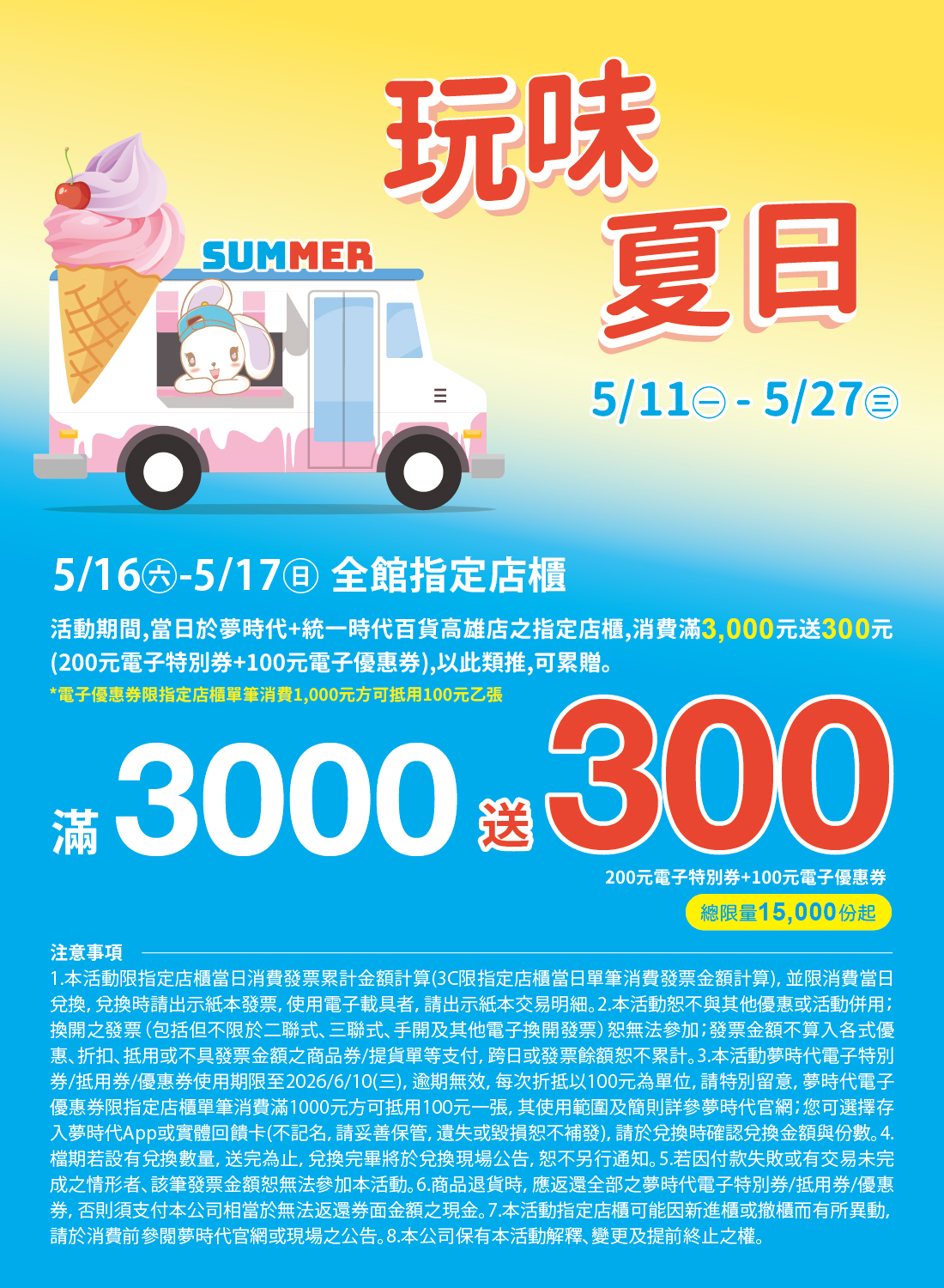 玩味夏日 全館指定店櫃滿仟送佰