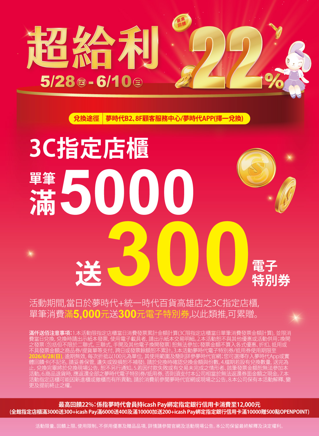 超給利 3C單筆滿仟送佰