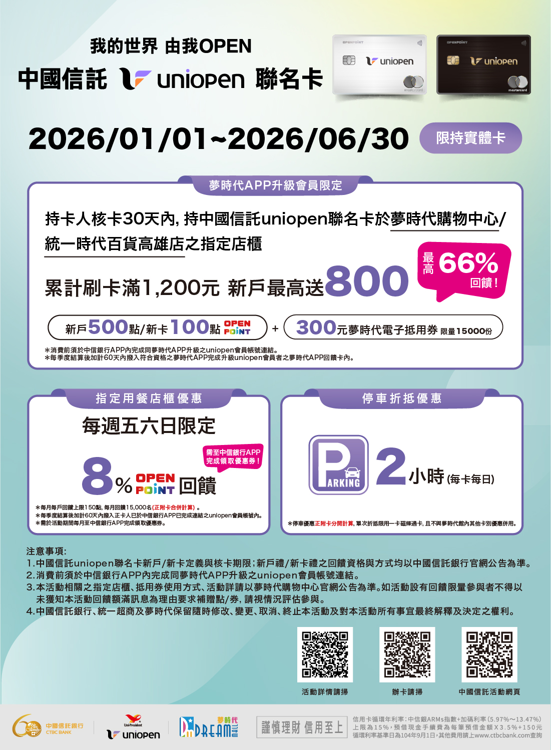 中國信託uniopen聯名卡活動